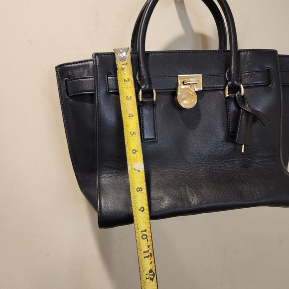 Michael Kors Hamilton Black Leather Satchel Bag  with Gold Hardware - Picture 12 of 15